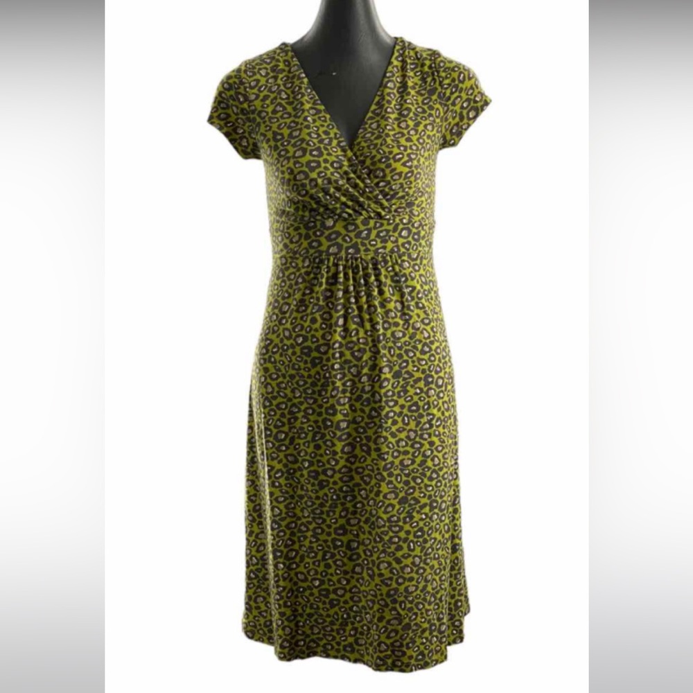Boden | Green Leopard Print Dress | Sz 8